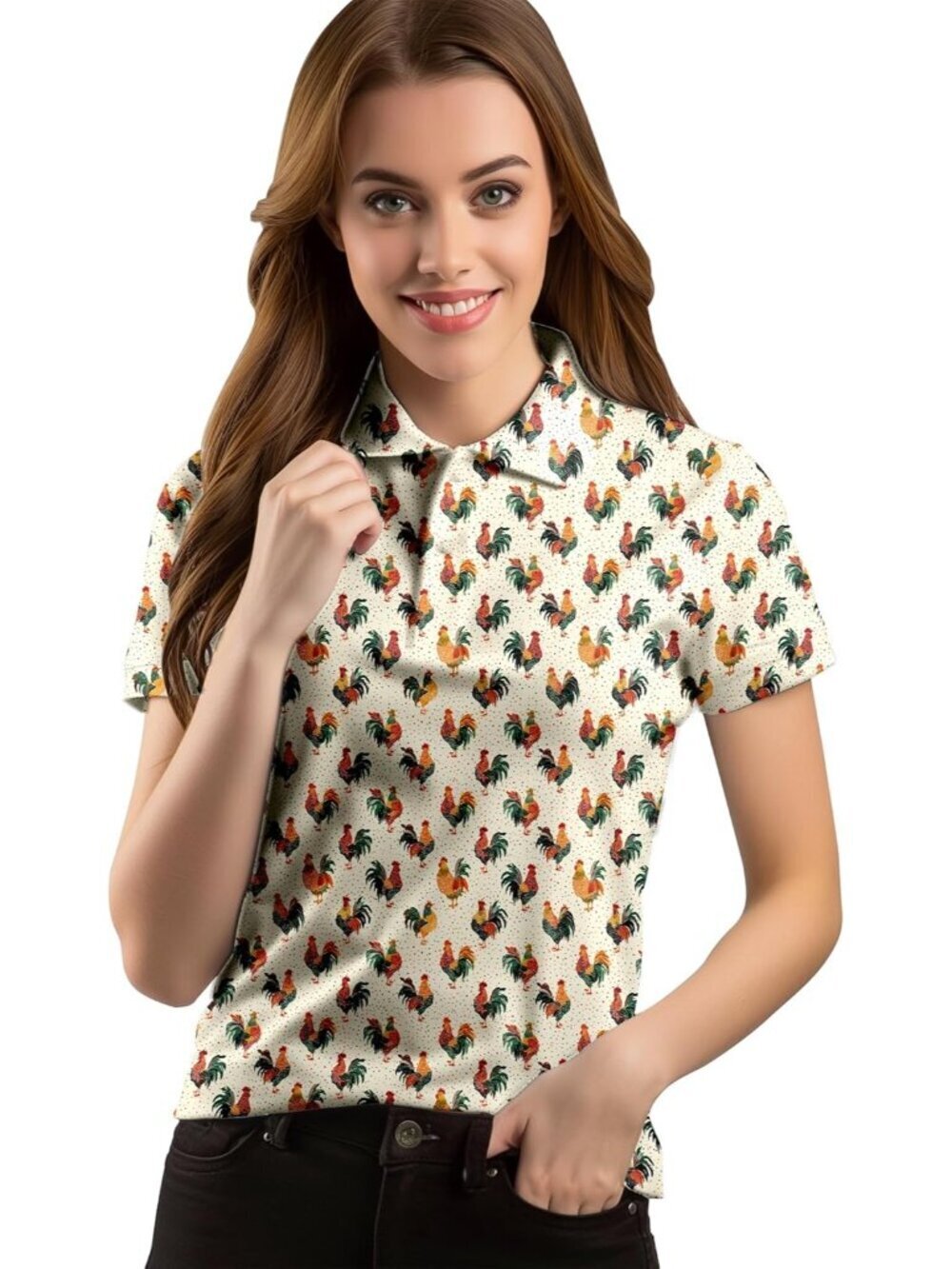 Women Rooster Short Sleeve Quick Dry Tennis Shirts Athletic Yoga Tops Fit